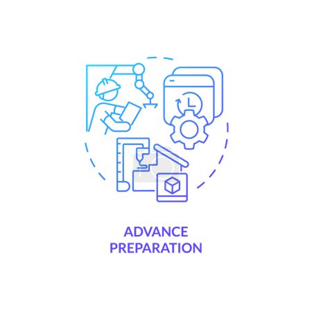 Illustration for Advance preparation blue gradient concept icon. Changeover time. Convert internal elements into external abstract idea thin line illustration. Isolated outline drawing. Myriad Pro-Bold fonts used - Royalty Free Image
