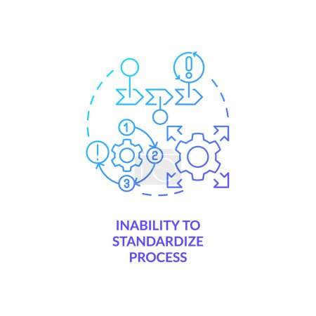 Illustration for Inability to standardize process blue gradient concept icon. Implement SMED. Inefficient changeover abstract idea thin line illustration. Isolated outline drawing. Myriad Pro-Bold fonts used - Royalty Free Image
