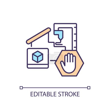 Illustration for Unreliable equipment RGB color icon. Quality control. Stop manufacturing process. Machinery insecurity. Workplace safety. Isolated vector illustration. Simple filled line drawing. Editable stroke - Royalty Free Image