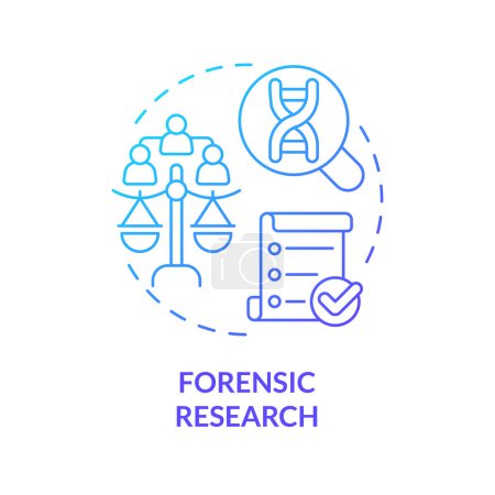 Illustration for Forensic research blue gradient concept icon. Investigation. Genealogical research motivation abstract idea thin line illustration. Isolated outline drawing. Myriad Pro-Bold font used - Royalty Free Image