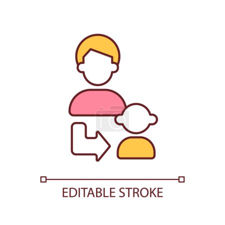 Illustration for Paternal inheritance RGB color icon. Bond between father and child. Single parent family. Parenting. Role model. Inheritance. Isolated vector illustration. Simple filled line drawing. Editable stroke - Royalty Free Image