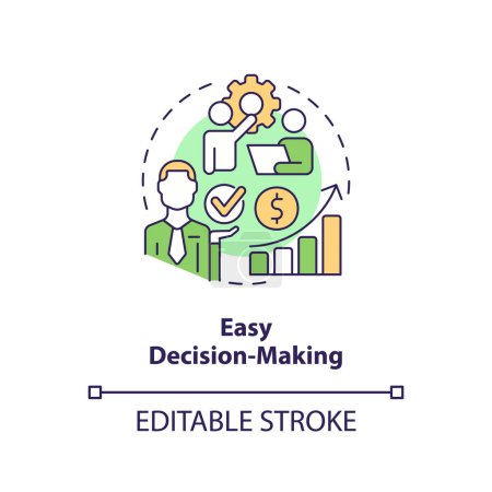 Illustration for Easy decision-making concept icon. Company activities. Accounting importance abstract idea thin line illustration. Isolated outline drawing. Editable stroke. Arial, Myriad Pro-Bold fonts used - Royalty Free Image