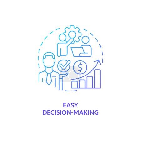 Illustration for Easy decision-making blue gradient concept icon. Company activities. Accounting importance abstract idea thin line illustration. Isolated outline drawing. Myriad Pro-Bold fonts used - Royalty Free Image