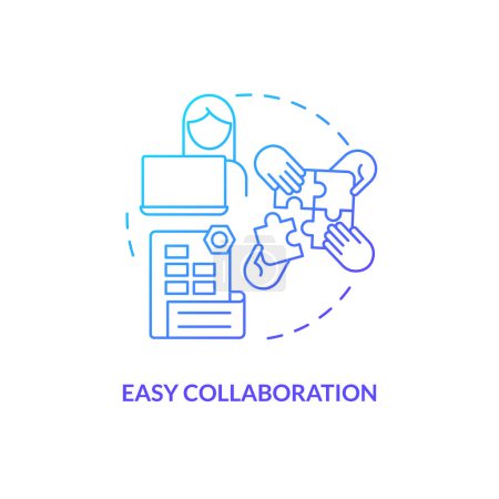 Illustration for Easy collaboration blue gradient concept icon. Facilitate cooperation. Accounting software benefit abstract idea thin line illustration. Isolated outline drawing. Myriad Pro-Bold fonts used - Royalty Free Image