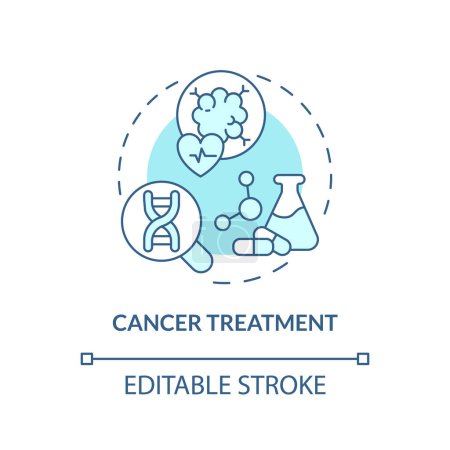 Cancer treatment turquoise concept icon. Innovative solutions in oncology treatment. Application of precision medicine abstract idea thin line illustration. Isolated outline drawing. Editable stroke
