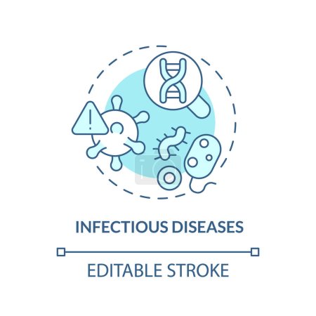 Infectious diseases turquoise concept icon. Developing treatments for patient. Application of precision medicine abstract idea thin line illustration. Isolated outline drawing. Editable stroke