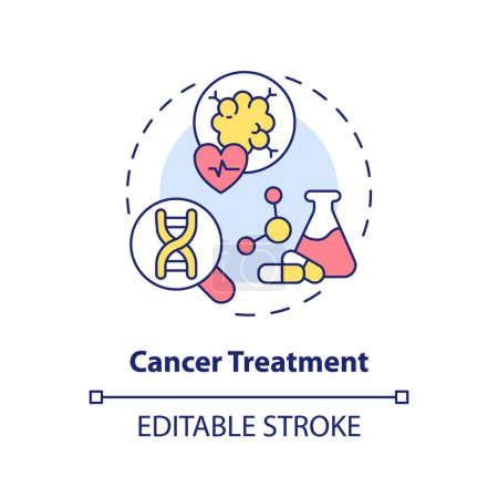 Cancer treatment concept icon. Innovative solutions in oncology treatment. Application of precision medicine abstract idea thin line illustration. Isolated outline drawing. Editable stroke
