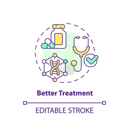 Better treatment concept icon. Delivering improved treatment for patients. Benefit of precision medicine abstract idea thin line illustration. Isolated outline drawing. Editable stroke