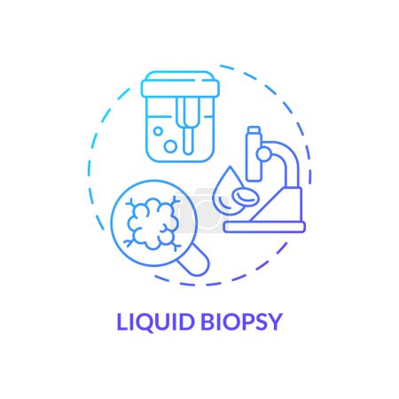 Téléchargez les illustrations : Icône concept de dégradé bleu biopsie liquide. Processus de diagnostic oncologique. Méthode de médecine de précision. Avancement technologique idée abstraite illustration en ligne mince. Dessin de contour isolé - en licence libre de droit