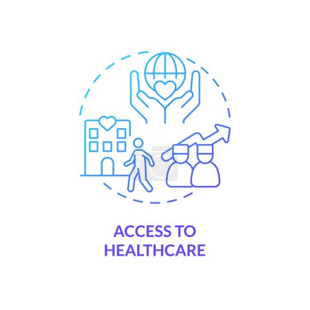 Ilustración de Acceso al icono del concepto de gradiente azul sanitario. Proporcionar servicio médico. Apoyo al paciente. Determinante social de la idea abstracta de salud ilustración de línea delgada. Dibujo aislado del contorno - Imagen libre de derechos