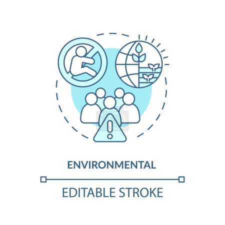Environmental turquoise concept icon. Population growth. Human overpopulation. Climate change. Child free. Birth control abstract idea thin line illustration. Isolated outline drawing. Editable stroke