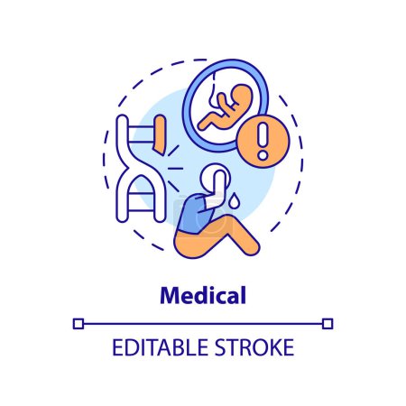 Illustration for Medical concept icon. Health problem. Medical diagnosis. Childless couple. Child free. Reproductive health abstract idea thin line illustration. Isolated outline drawing. Editable stroke - Royalty Free Image