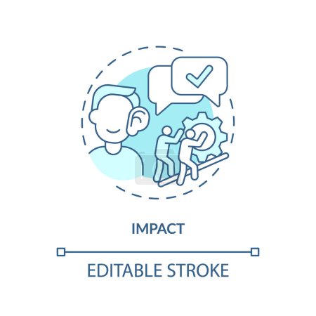 Illustration for Impact turquoise concept icon. Life changing. Sense of belonging. Community support. Personal growth. Positive change abstract idea thin line illustration. Isolated outline drawing. Editable stroke - Royalty Free Image