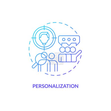 Illustration for Personalization blue gradient concept icon. Individual approach. Sense of belonging. Community spirit. Social interaction abstract idea thin line illustration. Isolated outline drawing - Royalty Free Image