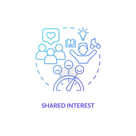 Illustration for Shared interests blue gradient concept icon. Common ground. Small community. People connection. Interpersonal relationship abstract idea thin line illustration. Isolated outline drawing - Royalty Free Image