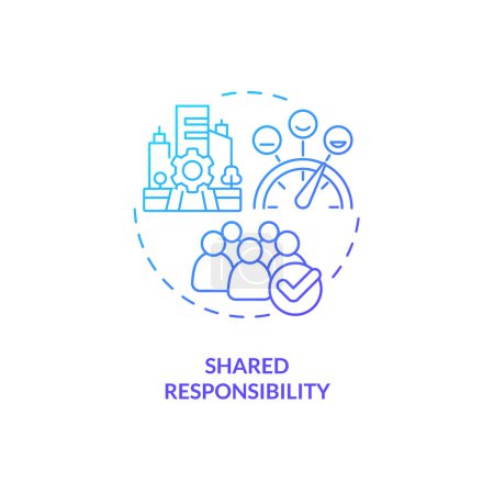 Illustration for Shared responsibility blue gradient concept icon. Living community. Apartment building. Personal accountability. Social engagement abstract idea thin line illustration. Isolated outline drawing - Royalty Free Image