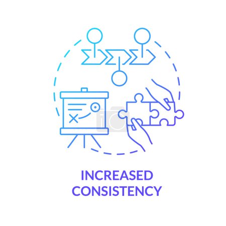 Illustration for Increased consistency blue gradient concept icon. Brand identity. Trust building. Publish online. Quality content. Project management abstract idea thin line illustration. Isolated outline drawing - Royalty Free Image
