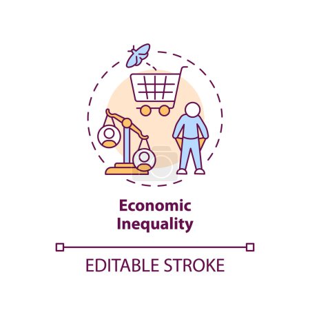 Illustration for Economic inequality concept icon. Basic need. Income disparity. Social difference. Financial crisis. Wealth gap abstract idea thin line illustration. Isolated outline drawing. Editable stroke - Royalty Free Image