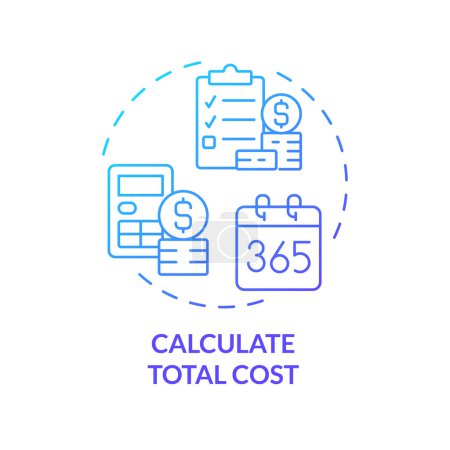 Illustration for Calculate total cost blue gradient concept icon. Financial planning. Saving money. Finance analysis. Budget management abstract idea thin line illustration. Isolated outline drawing - Royalty Free Image