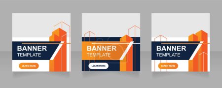 Ilustración de Architecture firm web banner design template. Real property site. Vector flyer with text space. Advertising placard with customized copyspace. Printable poster for advertising. Arial font used - Imagen libre de derechos
