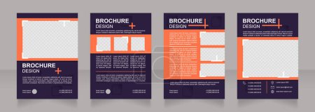 Illustration for Modifying existing product for new market blank brochure design. Template set with copy space for text. Premade corporate reports collection. Editable 4 paper pages. Arial Bold, Regular fonts used - Royalty Free Image