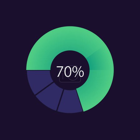 Illustration for Ring progress infographic chart design template for dark theme. Download completeness. Editable circular infochart with percentage bar. Visual data presentation. Myriad Pro-Bold, Regular fonts used - Royalty Free Image