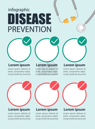 Illustration for Healthy tips infographic chart design template. Abstract infochart with copy space. Instructional graphics with 3 step sequence. Visual data presentation. Myriad Variable Concept font used - Royalty Free Image