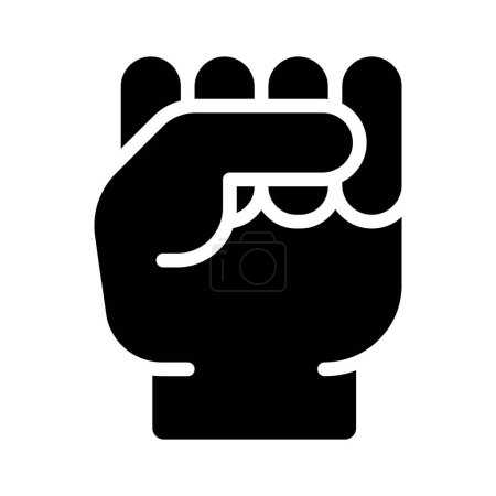 Illustration for Raised fist black glyph icon. Gesture of protest and resistance. Sign of political solidarity. Strength and power. Silhouette symbol on white space. Solid pictogram. Vector isolated illustration - Royalty Free Image
