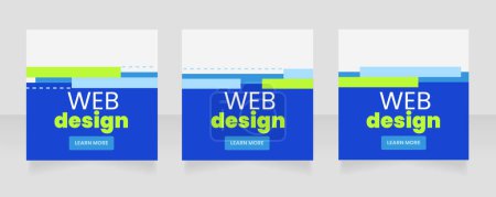 Ilustración de E commerce blue square web banner design template. Volante vectorial con espacio de texto. Cartel publicitario con copyspace personalizado. Cartel promocional imprimible para publicidad. Diseño gráfico - Imagen libre de derechos