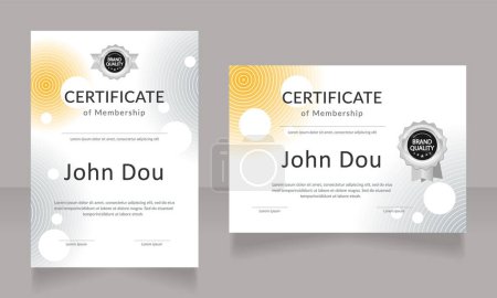 Illustration for Scientific society membership certificate design template set. Vector diploma with customized copyspace and borders. Printable document for awards and recognition. Lato, Calibri Regular fonts used - Royalty Free Image