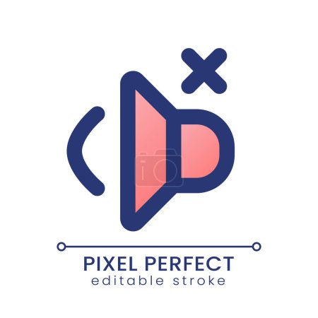 Illustration for Volume off pixel perfect gradient fill ui icon. Mute audio in video. Remove sound. Silent speaker. Modern colorful line symbol. GUI, UX design for app, web. Vector isolated editable RGB element - Royalty Free Image