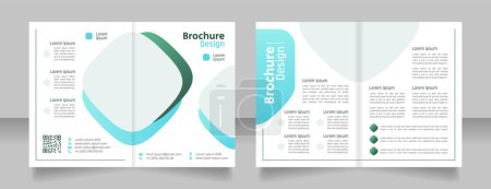 Illustration for Clear water bifold brochure template design. Half fold booklet mockup set with copy space for text. Editable 2 paper page leaflets. Secular One Regular, Rajdhani-Semibold, Arial fonts used - Royalty Free Image