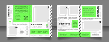 Illustration for Startup company profile bifold brochure template design. Flyers with qr code. Startup mission. Half fold booklet mockup set with copy space for text. Editable 2 paper page leaflets. Arial font used - Royalty Free Image