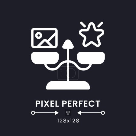 Illustration for Implicit association testing white solid desktop icon. Physiological signals measurement. Pixel perfect 128x128, outline 4px. Silhouette symbol for dark mode. Glyph pictogram. Vector isolated image - Royalty Free Image