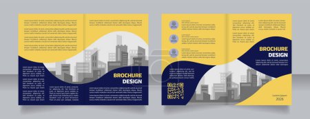 Illustration for Ukrainian construction company blank brochure design. Development. Template set with copy space for text. Premade corporate reports collection. Editable 4 paper pages. Myriad Pro, Cairo fonts used - Royalty Free Image