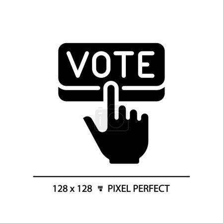 Illustration for Pixel perfect glyph style icon of hand pressing vote, vector illustration representing voting, flat design election sign. - Royalty Free Image
