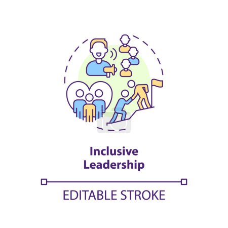 Illustration for Inclusive leadership concept icon. Fair treatment. Safe environment. Cultural competence. Diversity training abstract idea thin line illustration. Isolated outline drawing. Editable stroke - Royalty Free Image