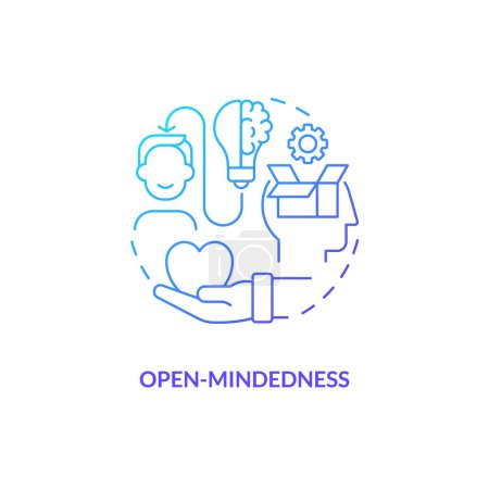 Illustration for Open mindedness blue gradient concept icon. Different perspective. Drive change. Cultural awareness. Embracing diversity abstract idea thin line illustration. Isolated outline drawing - Royalty Free Image