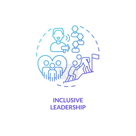 Téléchargez les illustrations : Leadership inclusif icône de concept de dégradé bleu. Un traitement équitable. Un environnement sûr. Compétence culturelle. Formation à la diversité idée abstraite illustration fine. Dessin de contour isolé - en licence libre de droit
