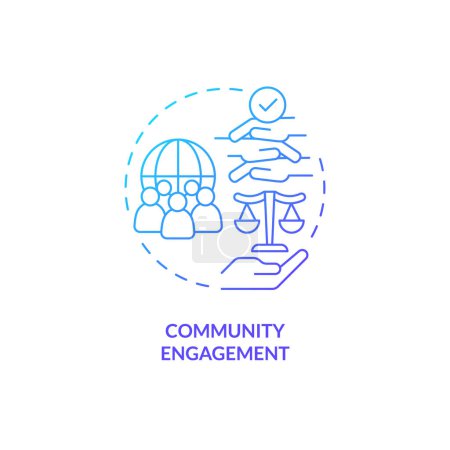 Illustration for Community engagement blue gradient concept icon. Sense of belonging. People interaction. Social justice. Community building abstract idea thin line illustration. Isolated outline drawing - Royalty Free Image