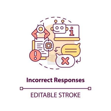 Illustration for 2D multicolor icon representing incorrect responses, isolated vector illustration, AI in education. - Royalty Free Image