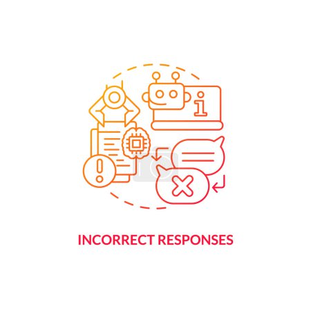 Illustration for Thin line gradient icon representing incorrect responses, isolated vector illustration, AI in education. - Royalty Free Image