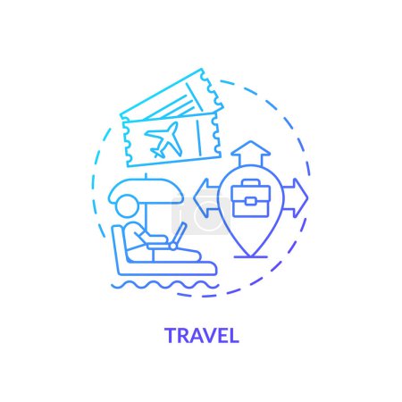 Travel blue gradient concept icon. Wi fi zone. Working on computer. Freelance worker. E business. Job opportunity. Laptop lifestyle abstract idea thin line illustration. Isolated outline drawing