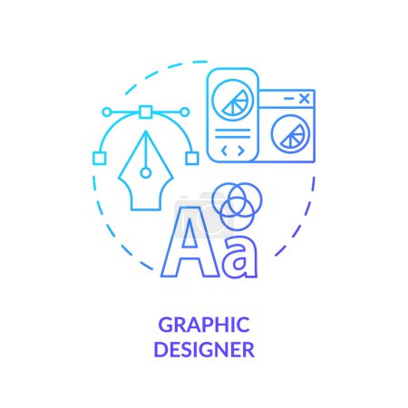 Graphic designer blue gradient concept icon. Creative occupation. Digital skill. Freelance worker. Visual communication abstract idea thin line illustration. Isolated outline drawing