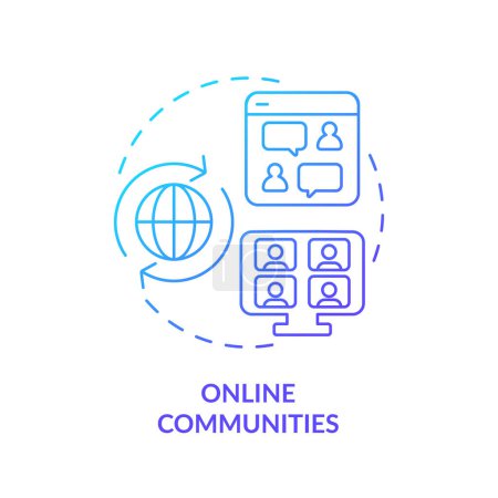 Online community blue gradient concept icon. Social media. Support group. Knowledge sharing. E business. Professional networking abstract idea thin line illustration. Isolated outline drawing