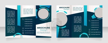 Illustration for Digital technology and industry development trifold brochure template design. Zig-zag folded leaflet set with copy space for text. 3 panel flyers. Montserrat Bold, Medium fonts used - Royalty Free Image