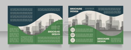 Illustration for Sustainable building collaborative blank brochure design. Template set with copy space for text. Premade corporate reports collection. Editable 4 paper pages. Myriad Pro, Cairo fonts used - Royalty Free Image