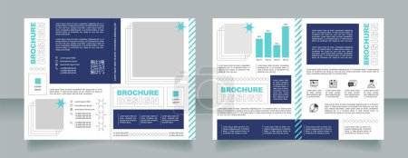 Illustration for Corporate goals planning bifold brochure template design. Project management. Flyer with qr code. Half fold booklet mockup set with copy space for text. Editable 2 paper page leaflets. Arial font used - Royalty Free Image