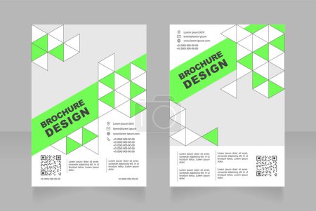Illustration for Green neon blank brochure design with qr code. Template set with copy space for text. Flyers with polygonal background. Premade corporate reports collection. Editable 2 paper pages. Arial font used - Royalty Free Image