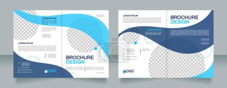 Illustration for Social media marketing blank brochure design. Template set with copy space for text. Premade corporate reports collection. Editable 4 paper pages. Arial, Archivo-Regular fonts used - Royalty Free Image